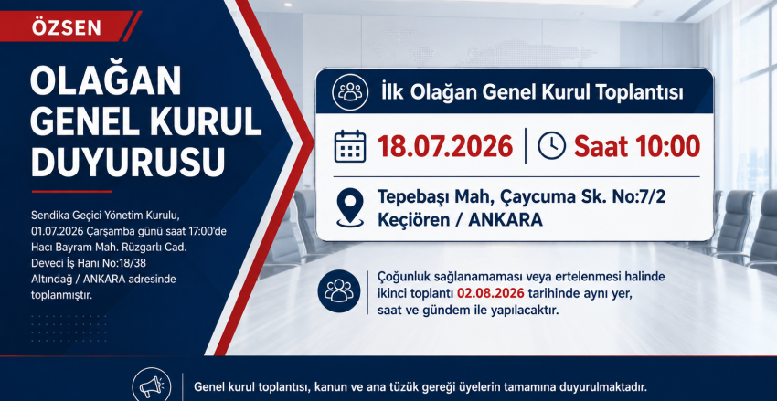 OLAĞAN GENEL KURUL DUYURUSU