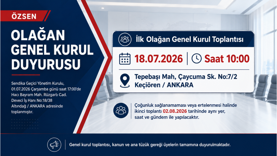 OLAĞAN GENEL KURUL DUYURUSU
